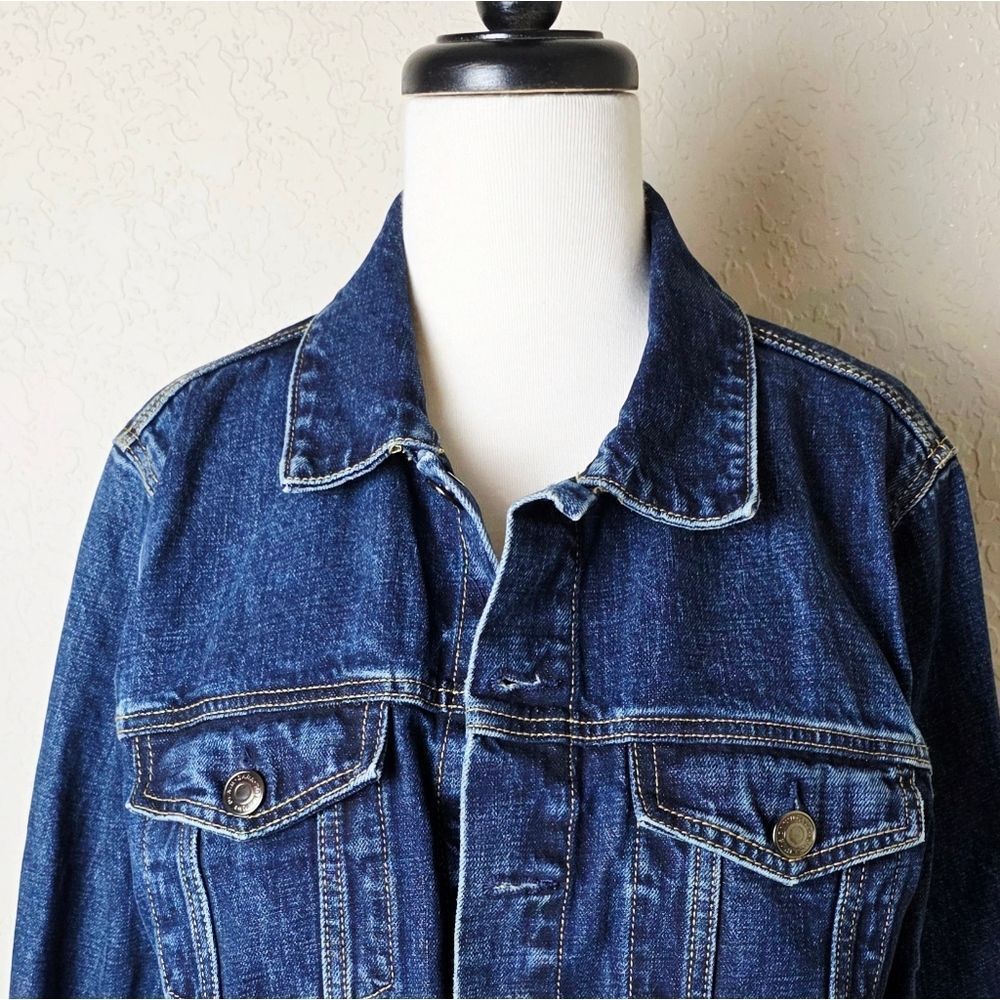 Zara Cropped Dark Wash Denim Jean Jacket Womens Size L New - Picture 5 of 9